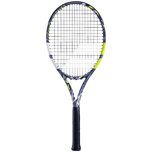 Babolat - Evo Aero Tennisschläger Besaitet für Erwachsene - Kraft & Komfort - Aerodynamischer Spin Alpha Rahmen mit Evo 4 Feel & Woofer Technologie - Syntec Evo Grip 3 - Französische Marke - Grau/Gelb