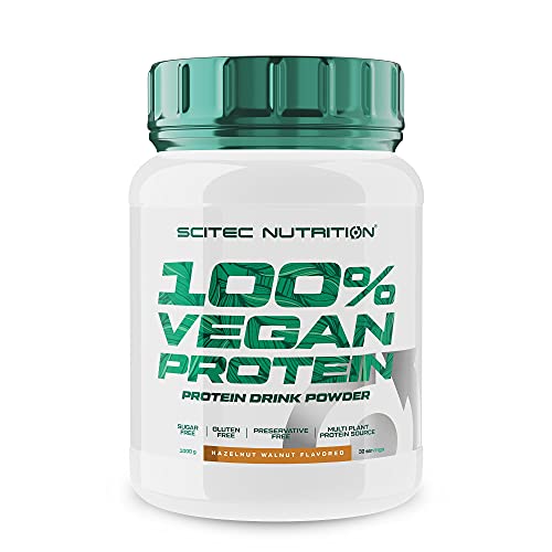 Scitec Nutrition 100% Vegan Protein, Aromatisiertes Getränkepulver mit pflanzlichen Proteinen, mit Vitamin B12 und Süßungsmitteln, Zuckerfrei, Glutenfrei, 1 kg, Haselnuss-Walnuss