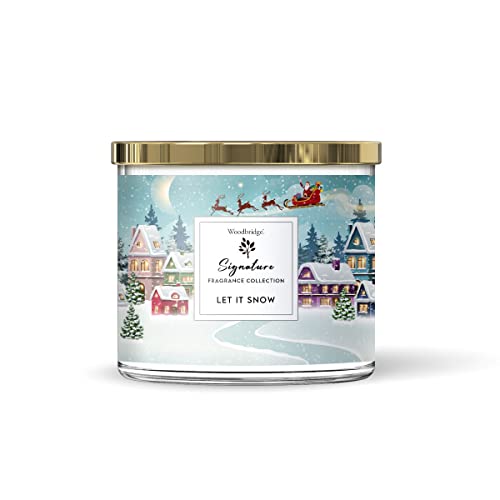 Woodbridge Duftkerze im Glas mit Deckel | Let it Snow | Duftkerze Winter | Kerzen 3 Docht | Edle Duftkerzen | Brenndauer bis 40h | Kerzen Weiß