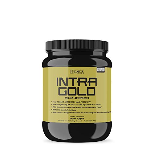 Ultimate Nutrition Intra Gold Workout Energy Supplement - Blend of Electrolytes with Carnitine, Ornithine, and Aspartate, 30 Servings, Sour Apple