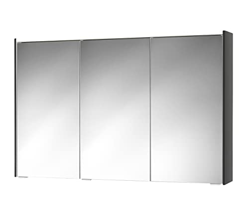 Sieper Spiegelschrank KHX mit LED Beleuchtung 120cm breit, Badezimmer Spiegelschrank aus MDF, mit Steckdose | Anthrazit
