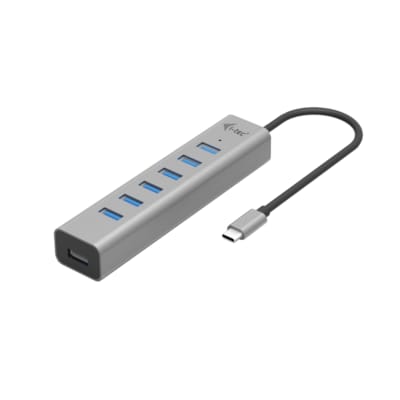 i-tec USB-C Hub 7-Port - 30cm Kabel, 7X USB-A 3.2 Gen1 mit BC 1.2 Schnellladeunterstützung (bis-zu 7,5W pro Anschluss)