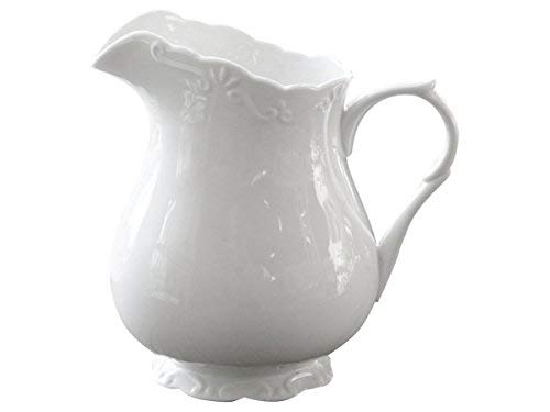 Chic Antique | Edle Kanne Kännchen Milchkanne Wasserkrug | H 18 cm 1 Liter | 100% Porzellan Weiß | perfekt für Kaffeekränzchen, Tea Time und Dekoration | aus der Provence-Serie