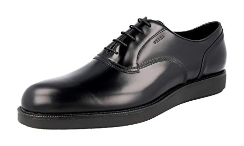Prada Herren Schwarz gebürstetes Spazzolato-Leder Leder Business Schuhe 2EE300 B4L F0002 44 EU/UK 10