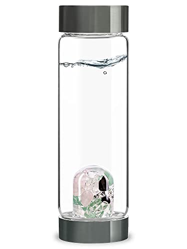 VitaJuwel ViA MOMAZING (Muttertag Special Edition) | Wasserflasche mit Rosenquarz, Aventurin, Turmalin & Bergkristall