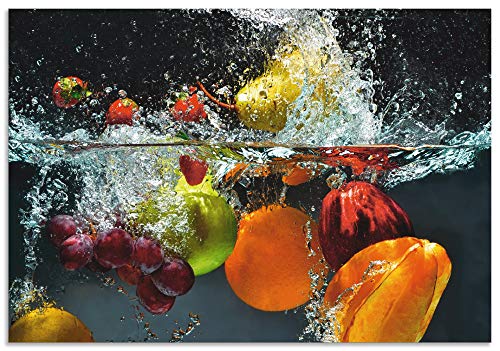 Artland Design Spritzschutz Küche I Alu Küchenrückwand Herd Obst Foto Bunt F1SW Spritzendes Obst auf dem Wasser