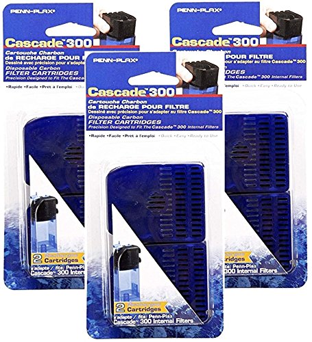Penn Plax Cascade 300 Filter mit interne Ersatz Kartusche, insgesamt 6 Patronen (3 Packungen mit 2 Patronen Pro Pack)