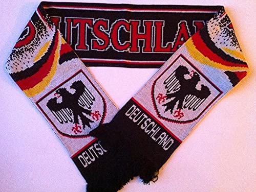 Deutschland Schal Fanschal Fussball Schal Weiss-schwarz mit roter Schrift