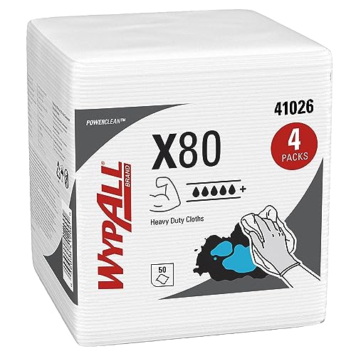 WypAll 8388 X80-Reinigungstücher, 1-lagige, 4 Packungen x 50 viertelgefalteten, Tüchern, weiß