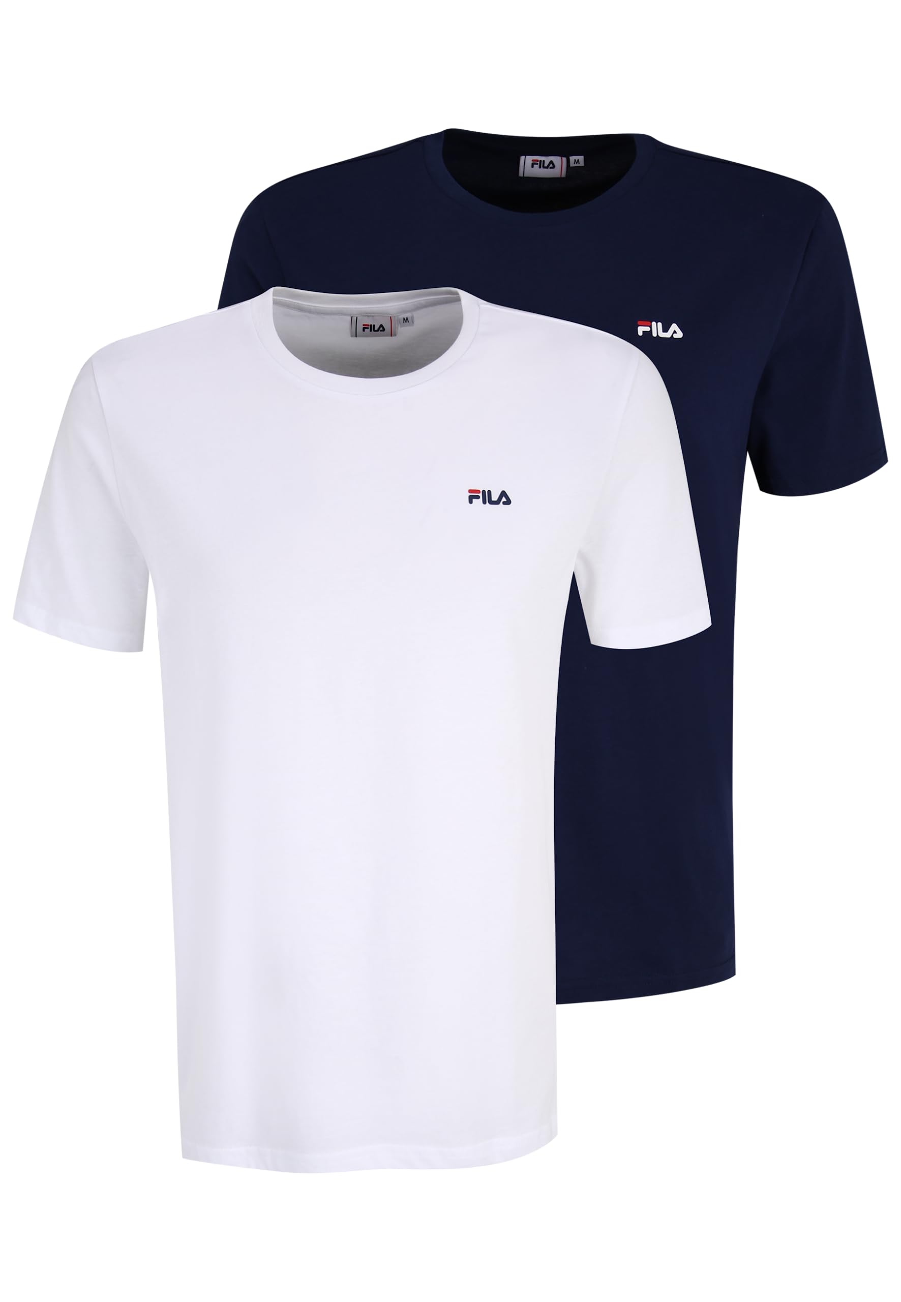 FILA Herren Brod Thee/Dubbel Pack T Shirt, Bright White-medieval Blue, XL EU