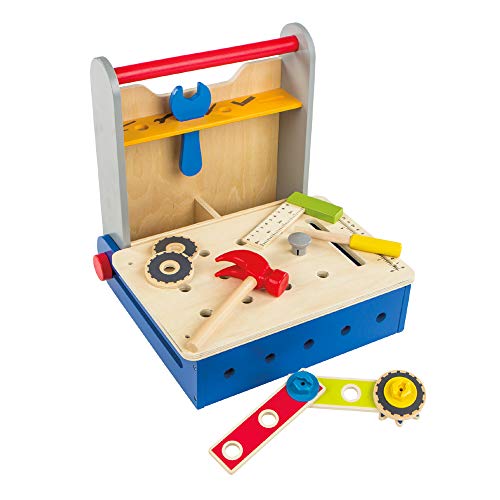 WOOMAX 46216 Play&Learn Werkzeugkasten aus Holz, bunt