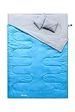 Semoo Doppelschlafsack - 3-Jahreszeiten Schlafsack für 2 Personen - 220 x 150cm (bis -5C) - Blau