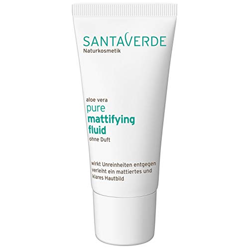 Santaverde / pure mattifying fluid / leichte Gesichtspflege / wirkt mattierend / gegen Hautunreinheiten & Hautrötungen / Hyaluron / Gesicht & Dekolleté / 100 % vegan / 30 ml / ohne Duft