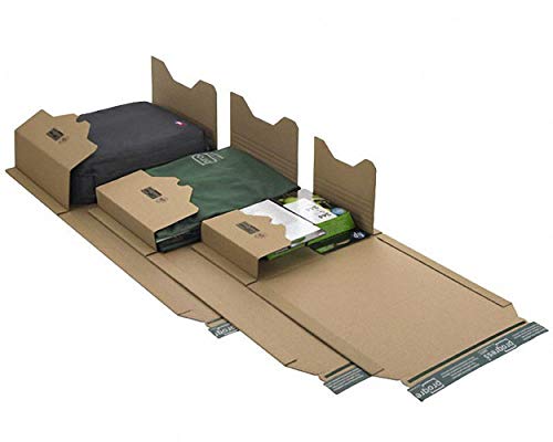 progressPACK Universal-Versandverpackung Premium PP B22.02 aus Wellpappe, DIN A5, 217 x 155 x bis 60 mm, 20-er Pack, braun