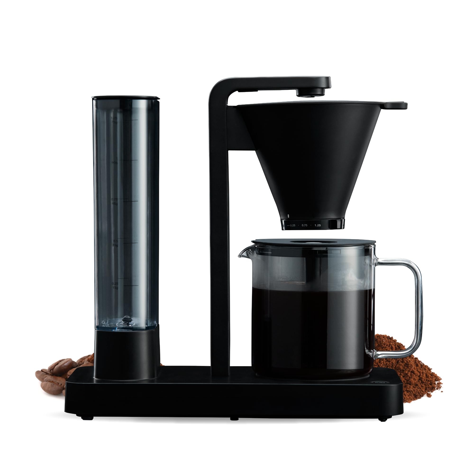 Wilfa PERFORMANCE Filterkaffeemaschine – extra starke 1800 Watt, aus Edelstahl mit eleganter Glaskanne, 1,25L/10 Tassen, Wasserbehälter abnehmbar, einstellbare Extraktionszeit, schwarz