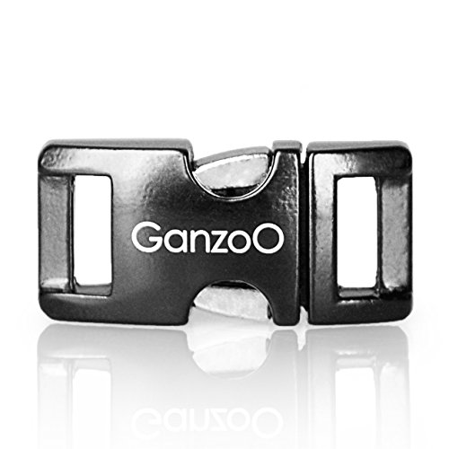 Ganzoo® Metall-klick-Verschluss, Set aus 10 Stück, 3/8 Zoll, rostfrei/Steck-Schließer/Steck-Verschluss für Paracord-550-Armbänder, Hunde-Halsbänder, Oberfläche schwarz lackiert