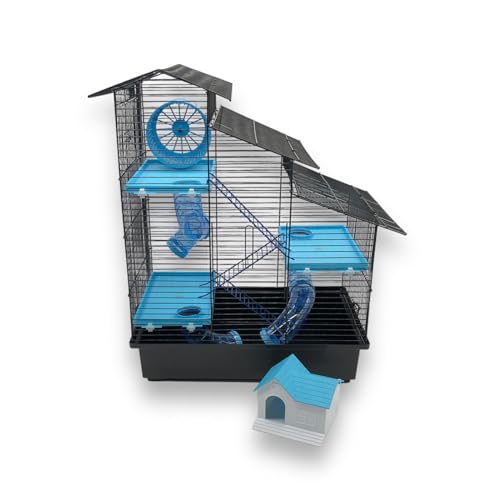 ZooPaul Hamsterkäfig XXL mit Zubehör schwarz blau Maus Nager Käfig Burg Treppe Tunnelsystem
