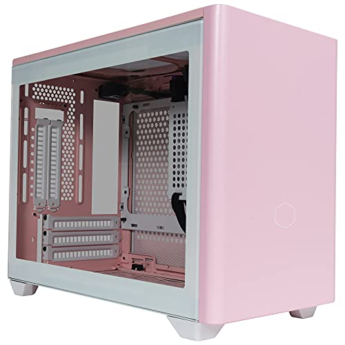 Cooler Master MasterBox NR200P Mini-ITX-Computergehäuse - Seitenwand aus gehärtetem Glas, hervorragende Kühloptionen, vertikales GPU-Display, werkzeuglose 360-Grad-Zugänglichkeit - Pink