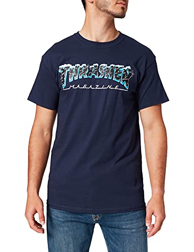Thrasher Herren Black Ice T-Shirt, Navy Blue (Azul), L
