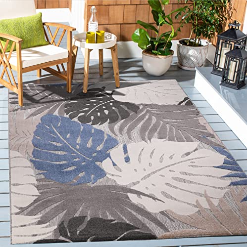 SANAT Outdoor Teppich Wetterfest - Outdoorteppiche für den Innen und Außenbereich, Balkon Teppich Wasserabweisend, Strapazierfähige Teppiche für Terrasse Garten und Wohnzimmer, Blau-Beige 200 x 290 cm