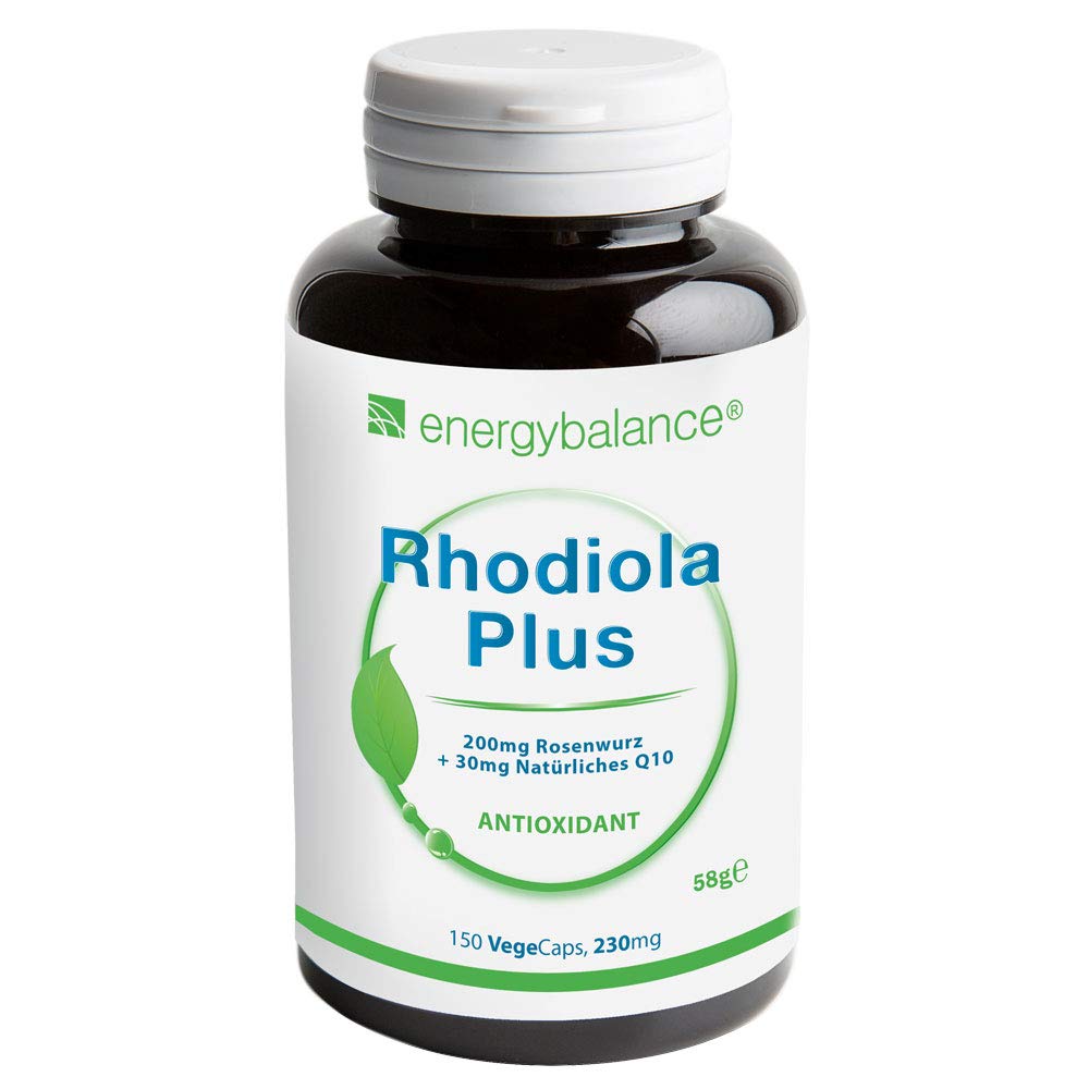 Rosenwurz Plus Q10 230mg - Rhodiola Rosea Extrakt - das Original - natürliche Rosavine und Salidroside - Vegan - Ohne Zusatzstoffe - 150 VegeCaps