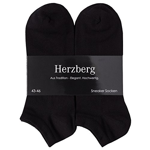 Herzberg Sneaker Socken für Damen Herren 12 Paar (as3, numeric, numeric_35, numeric_38, regular, regular, Schwarz)