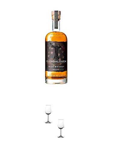 Glendalough BURGUNDY Whisky 0,7 Liter + Nosing Gläser Kelchglas Bugatti mit Eichstrich 2cl und 4cl - 2 Stück
