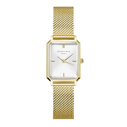 Rosefield OWGMG-O73 Damen-Armbanduhr, Quarz, 19,5 mm x 24 mm, weißes Zifferblatt, Armband aus vergoldetem Edelstahl, gold, Standard