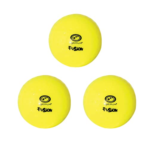 Optimum Fusion Hockeybälle - Perfekt für Training & Übung - Erhältlich in mehreren gut sichtbaren Farben, entworfen für optimale Leistung auf jeder Oberfläche, 3 Stück, Yellow Fusion