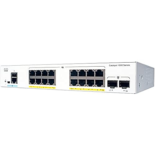Cisco Catalyst 1000-16T-2G-L Switch (gemanaged Switch), 16 x 10/100/1000 + 2 x Gigabit SFP (montierbare Verbindung)
