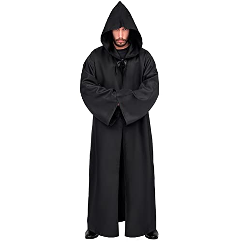 Myir Robe mit Kapuze Herren, Ritter Kostüm Cape Gewand Halloween Karneval Fasching Männer Erwachsene Cosplay Party Outfit (Schwarz, S)