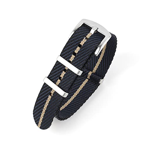 PSKOO Weave Stripe Nylon NATO-Armband 20 mm 22 mm Uhrenarmbänder Ersatz-Uhrenarmband-Armband-Zubehör, kompatibel mit Seiko NATO-Armbändern (Color : Navy Black Khaki 1, Size : 20mm)