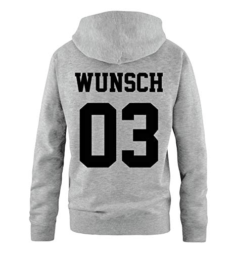 Comedy Shirts - Wunsch - Herren Hoodie - Grau / Schwarz - Gr. M