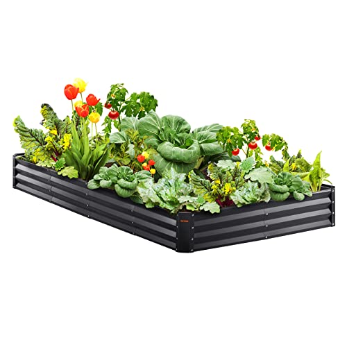 VEVOR Hochbeet Pflanzkübel Blumenkasten Garten Pflanzkasten Terrassen Gemüsebeet Gartenbeet Pflanzbeet Dunkelgrau 240x120x30cm verzinktem Metall ideal für den Anbau von Gemüse Obst Kräutern usw.