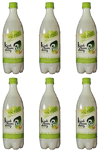 bick.shop® 6x Makgeolli 750ml Korea Alkohol Getränk Sparkling 3-6% Alk. Vol inkl. 0,25€/Flasche EINWEG-Pfand (ges.1,50€) (Weiße Traube)