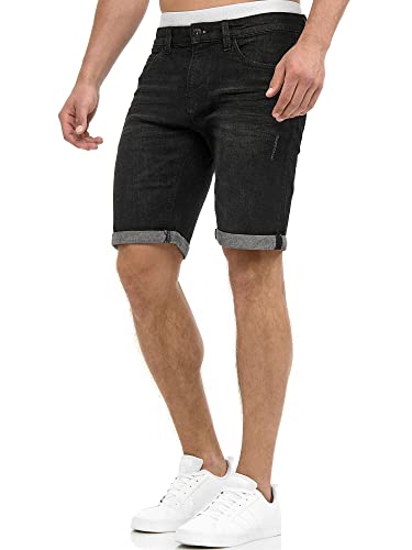 Indicode Herren Caden Jeans Shorts Kurze Denim Hose mit Destroyed-Optik aus Stretch-Material Regular Fit Lt Grey M