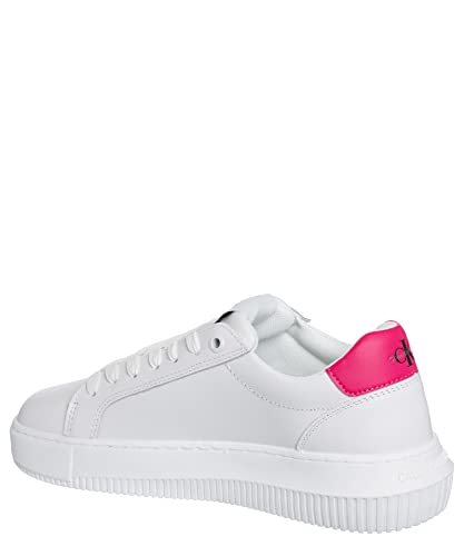 Calvin Klein Jeans Damen Chunky Cupsole Lace-up Mon LTH Wn Sneaker, Weißer Himbeersorbet, 36 EU