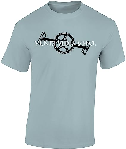 Fahrrad T-Shirt Herren : Veni Vidi Velo - Sport Tshirts Herren - Latein Fun Shirts Männer (Ice Blue XXL)