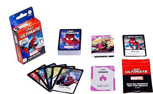 ​UNO Ultimate Marvel Card Game Add-On Packs mit Sammelcharakter Deck & 2 Folienkarten, Geschenk für Sammler & Kinder ab 7 Jahren