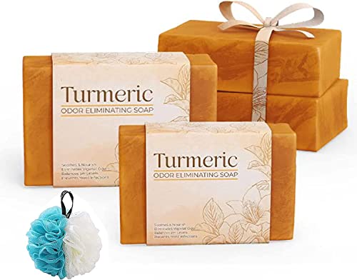 2 pcs PureHarmony Turmeric Odor Eliminating Soap,Turmeric Soap for Skin Lightening,Turmeric And Honey Soap Bar,Cleansing Natural Handmade Soap for All Skin