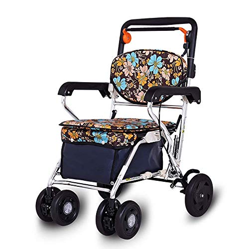Rollator Walker mit zusammenklappbarem Sitz, Mobilitätsroller mit 4 Rädern, höhenverstellbarer Handlauf für Senioren, Einkaufsreisen