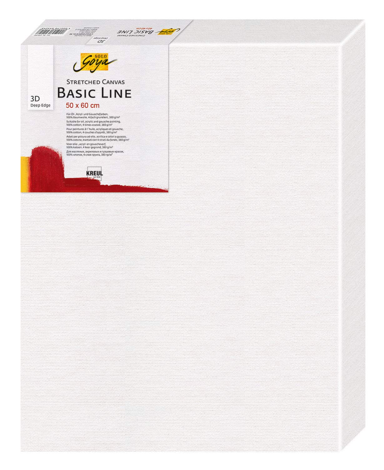 KREUL 645060 - Solo Goya 3D Stretched Canvas Basic Line, Keilrahmen 50 x 60 cm, extra tief ca. 3,8 cm, 100 % Baumwolle 4 fach grundiert, ideal für Öl-, Acryl- und Gouachefarben