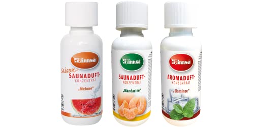 Finnsa Saunaaufguss Set - Frisch & Fruchtig: Melone, Mandarine, Eisminze (3 x 100 ml)