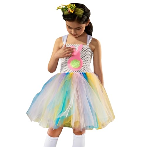 BUNIQ Hasen-Tutu-Kleid für Mädchen | Mädchen Osterhase Tutu Kleid Kostüm - Halloween-Kostüm, Weihnachts-Cosplay-Kostüm, Kaninchen-Outfit für Mädchen im Alter von 2–10 Jahren