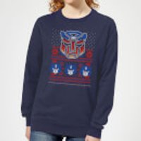 Autobots Classic Ugly Knit Women's Christmas Sweatshirt - Navy - XXL