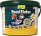 Tetra Pond Flakes – Fischfutter für kleinere und junge Teichfische in Flockenform, für eine abwechslungsreiche und ausgewogene Ernährung, 10 L Eimer