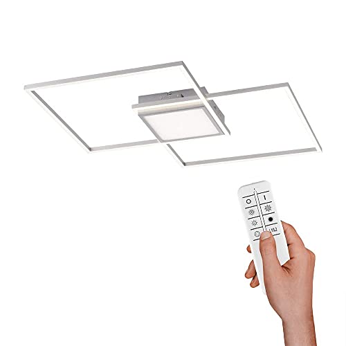 LED Deckenlampe dimmbar Deckenleuchte 2 Leuchtrahmen | Farbtemperatur mit Fernbedienung einstellbar, warmweiss - kaltweiss | Deckenpanel Memory-Funktion Wohnzimmer & Küche (60x60 Downlight)