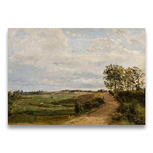Country Nature Landscape Painting Canvas Prints Farmhouse Decor Country Green Field Vintage Wall Art Pictures Poster 40x50cm(16x20in) Rahmenlos