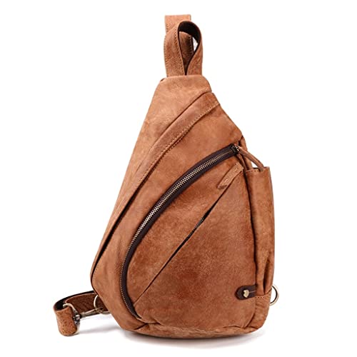 QZH Brusttasche aus Leder für Herren Retro Diagonale Tasche mit großem Fassungsvermögen Lässige One-Shoulder-Herrentasche Tide Bag (A,36 * 20 * 8cm)
