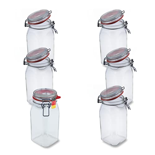 Flaschenbauer- 6 Drahtbügelgläser 1550ml verwendbar als Einmachglas, zu Aufbewahrung, Gläser zum Befüllen, Leere Gläser mit Drahtbügel